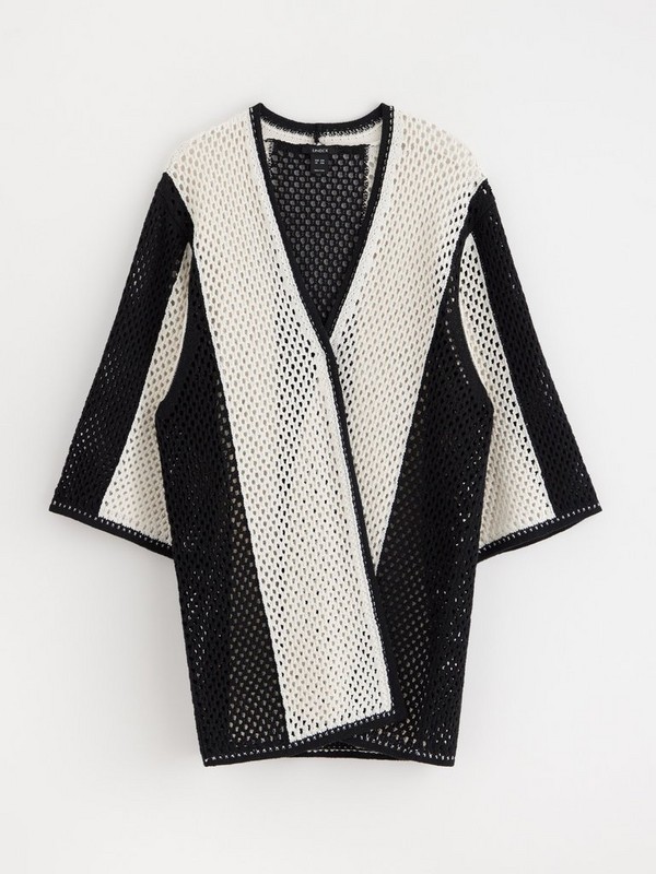 Hole-knit Oversize Cardigan
