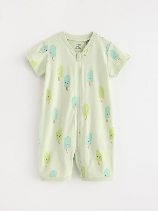 Green pyjama shorts romper