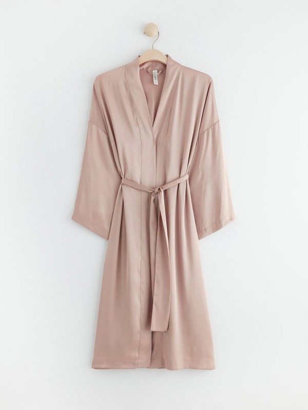 Pink satin kimono
