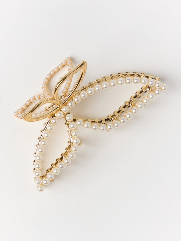 Gold Hair Clip with Pearls
