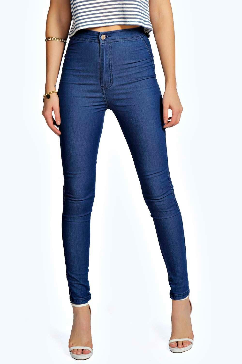 Macy High Waisted Skinny Jeans at boohoo.com