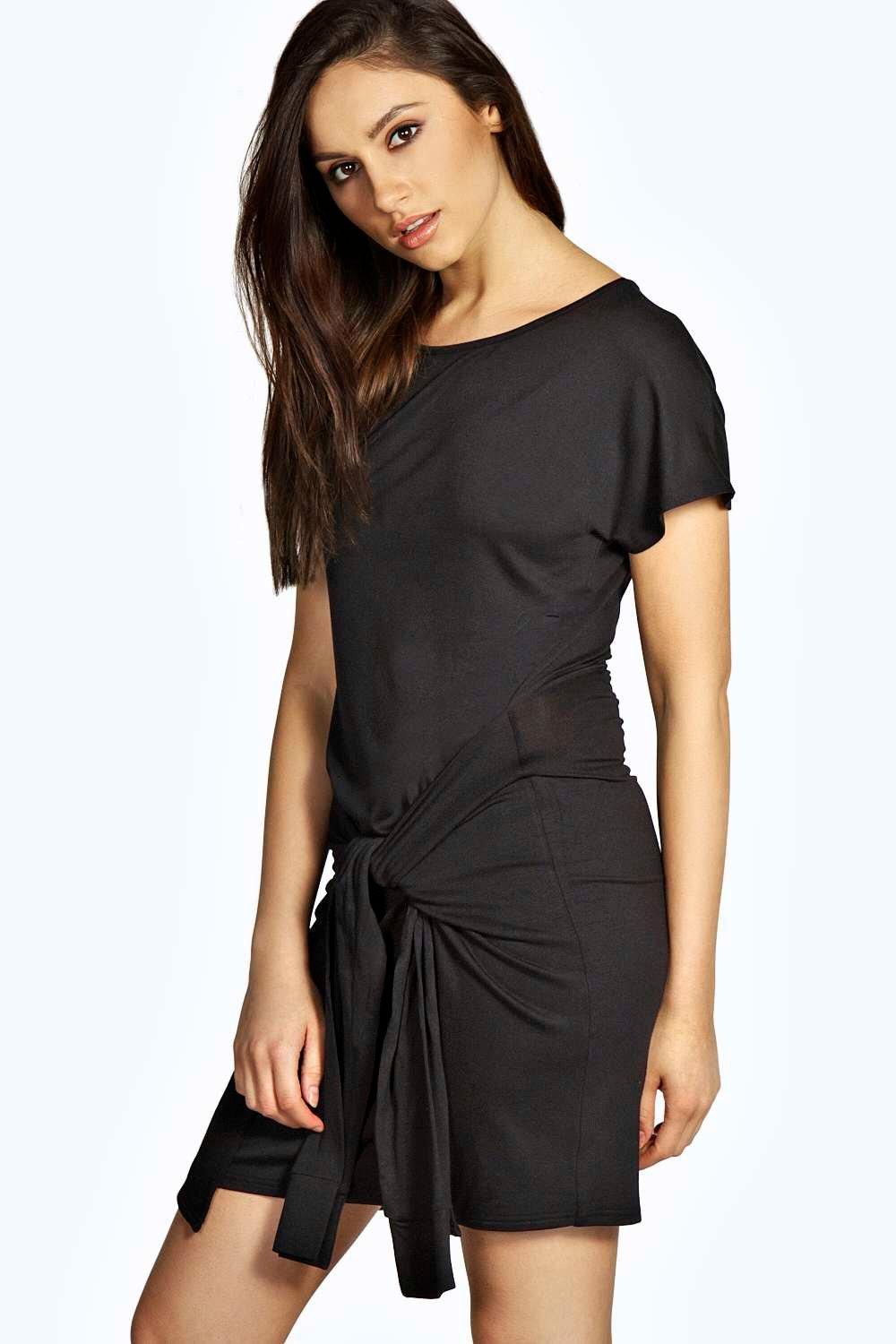 Kylie Tie Front Bodycon Dress at boohoo.com