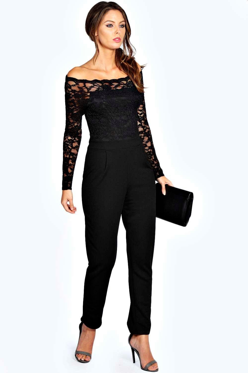 Emily Scallop Lace Off The Shoulder Jumpsuit at boohoo.com