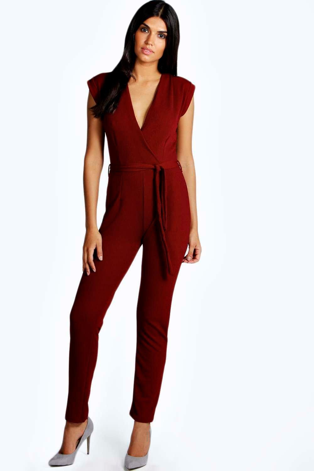 Millie Wrap Over Jumpsuit at boohoo.com