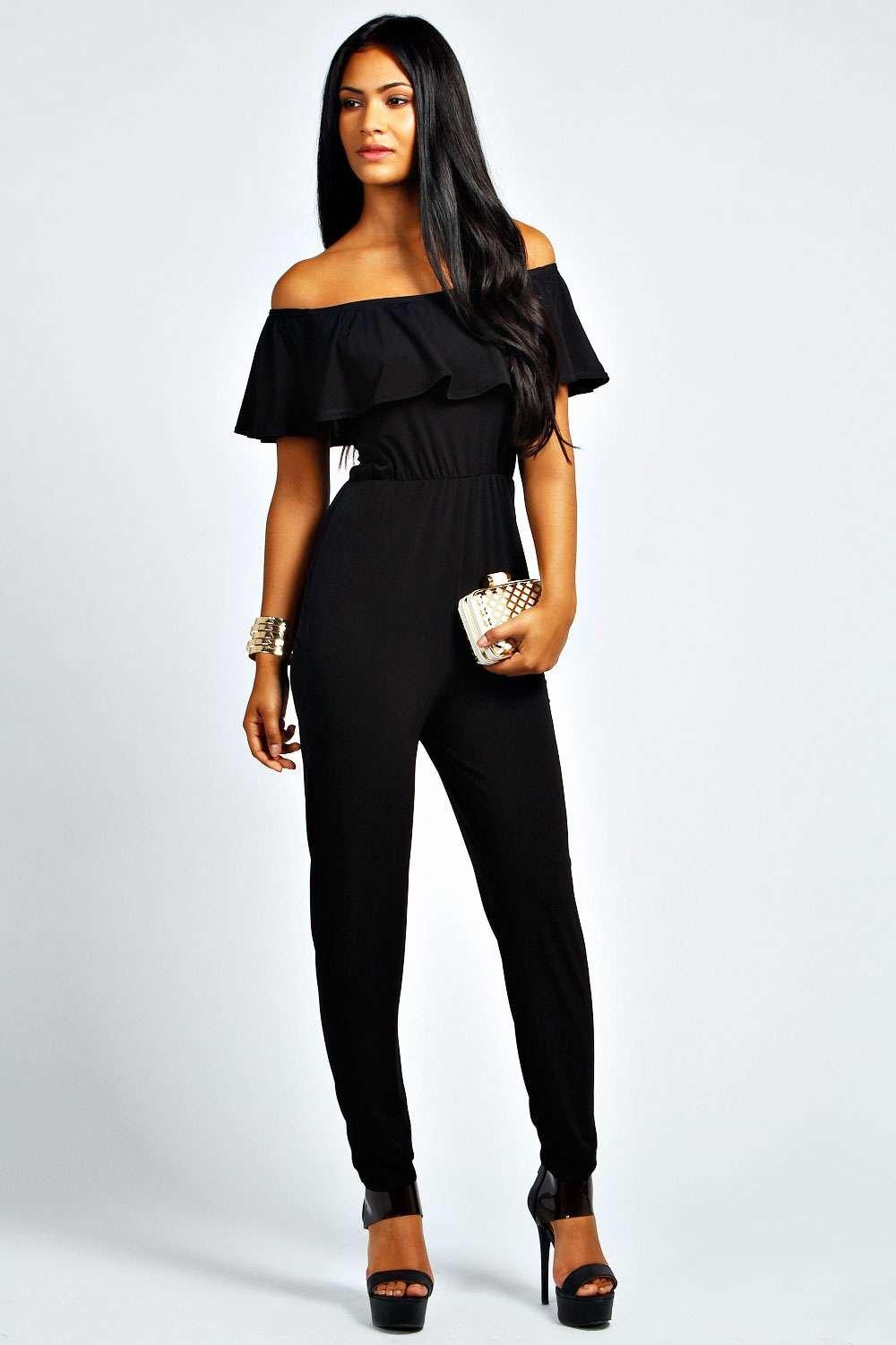 Lacey Exaggerated Frill Shoulder Jumpsuit at boohoo.com