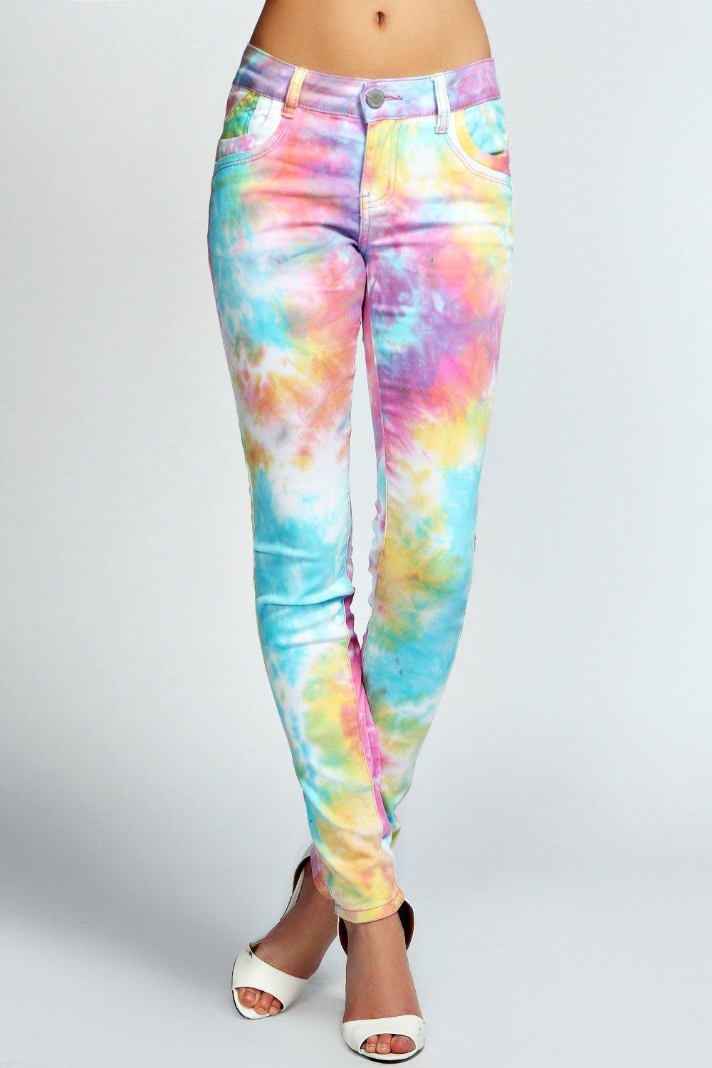 Abigail All Over Tie Dye Print Jeans at boohoo.com