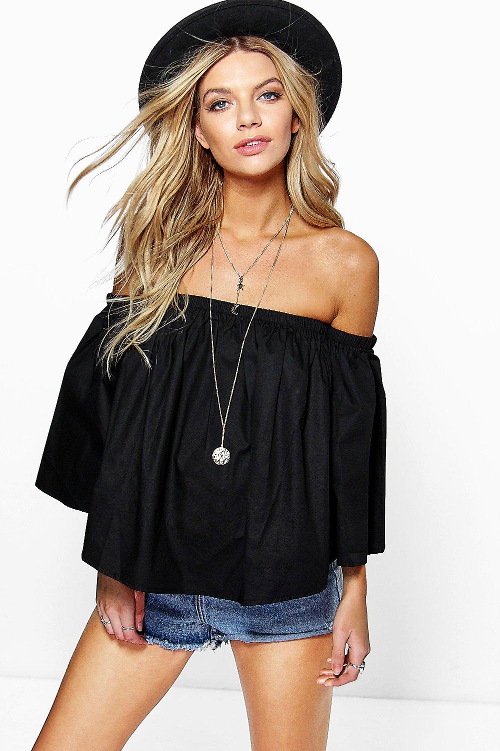 Eva Cotton Off The Shoulder Top at boohoo.com