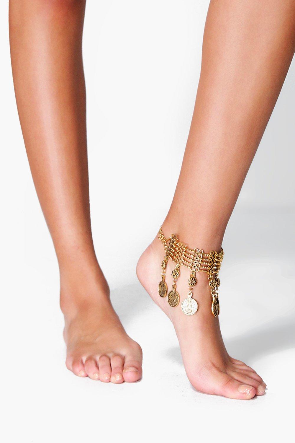 Kayla Oversized Coin Anklet at boohoo.com