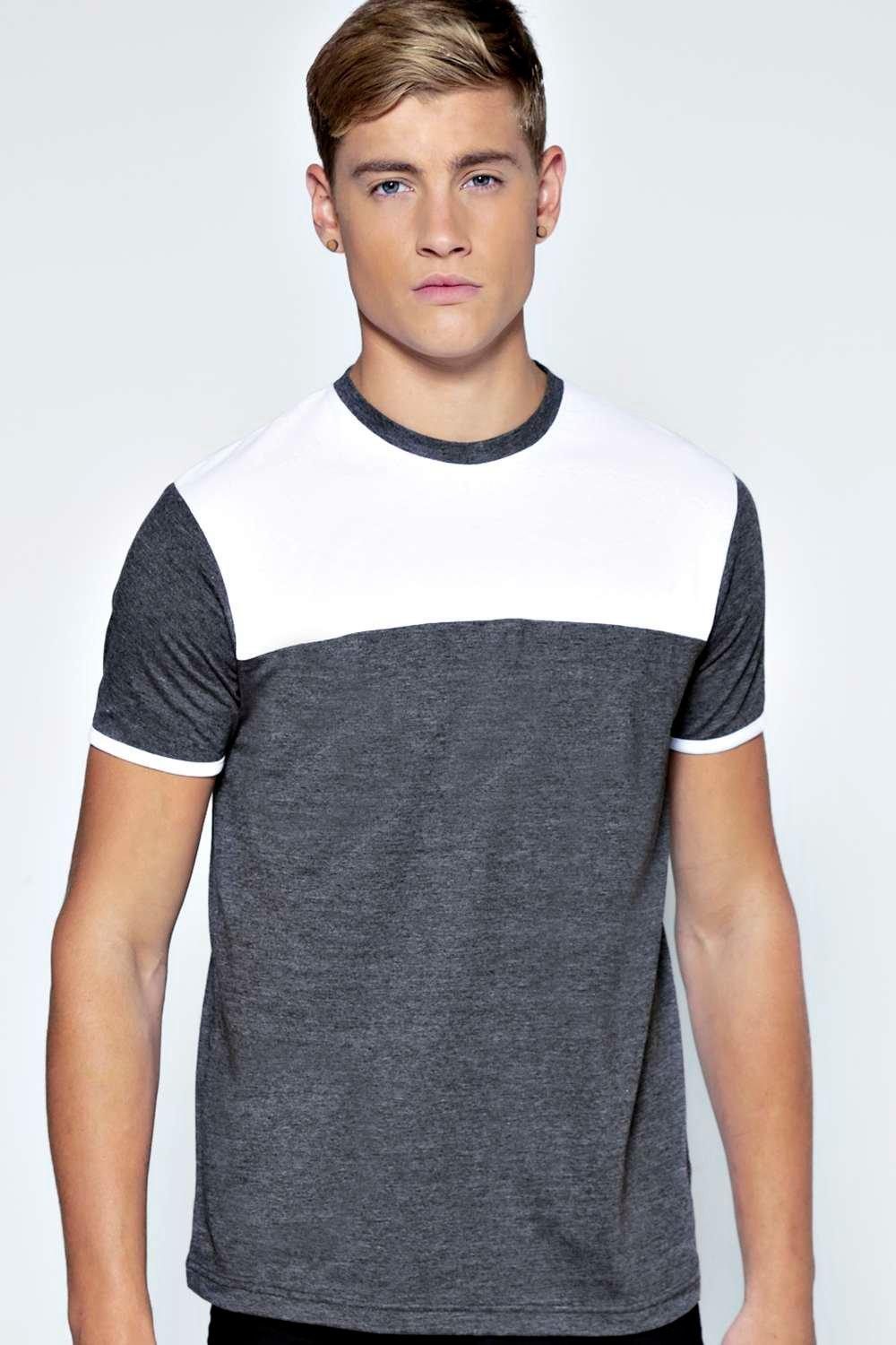 Slim Fit Colour Block T Shirt at boohoo.com