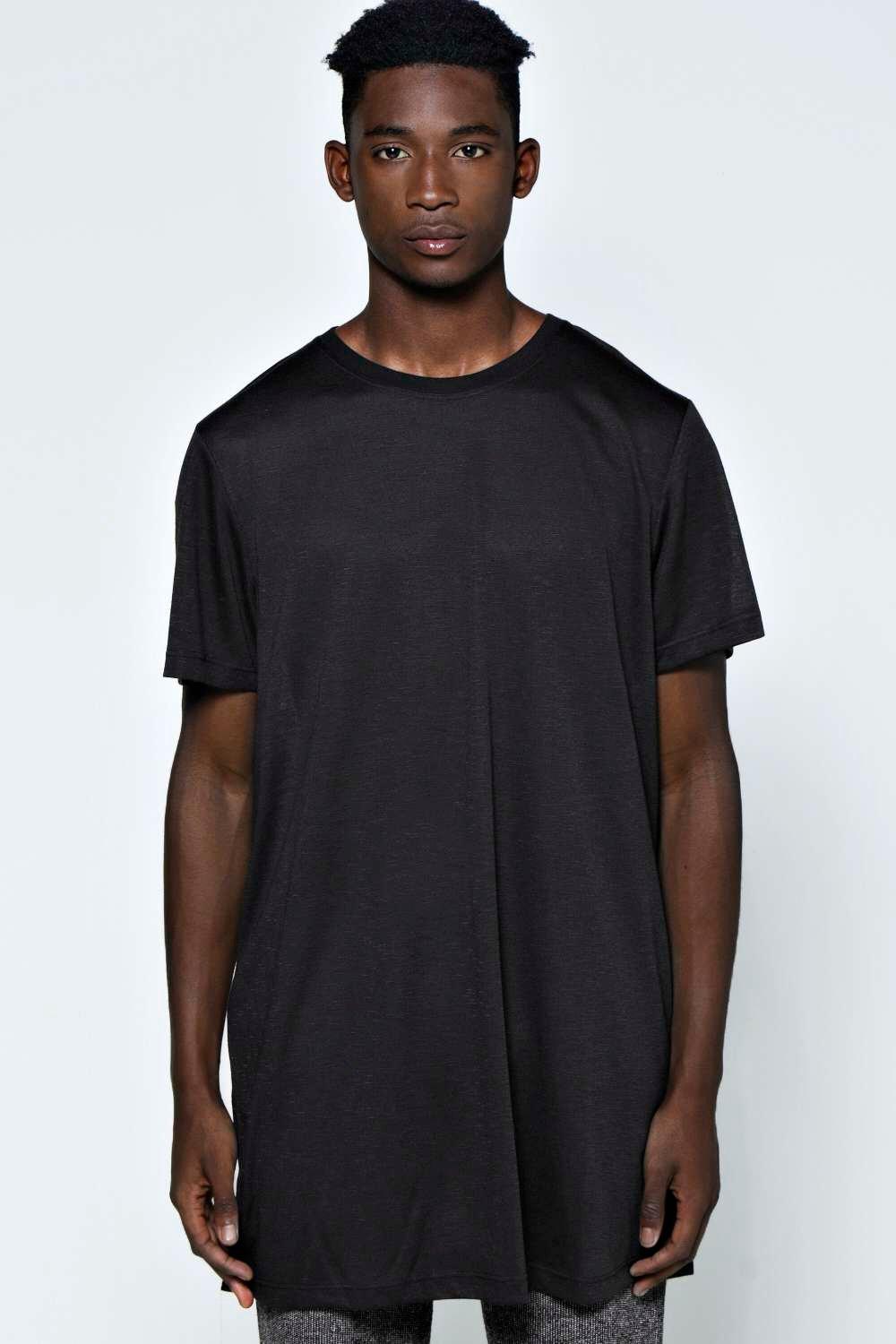 Longline Crew Neck T Shirt at boohoo.com