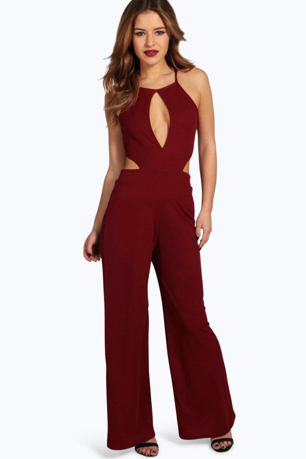 Petite Eve Cut Out Detail Crepe Jumpsuit at boohoo.com