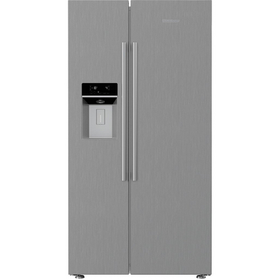Blomberg KWD253PX Non Plumbed Water & Ice American Fridge Freezer - Brushed Steel