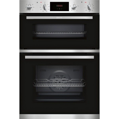 Neff U1GCC0AN0B 59.4cm Built In Electric Double Oven - Black & Steel