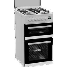 Beko EDG507W 50cm Twin Cavity Gas Cooker with Gas Hob & Glass Lid - White