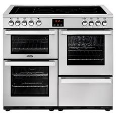 Belling 100E 99.6cm Electric Rangecooker with Triple Oven and Ceramic Hob - Stainles Steel