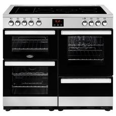 Belling 100E 99.6cm Electric Rangecooker with Triple Oven and Ceramic Hob - Stainless Steel