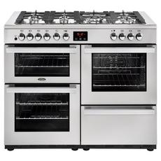 Belling 110DFT 109.6cm Dual Fuel Rangecooker with Triple Oven and Gas Hob - Stainless Steel