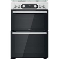 Hotpoint HD67G02CCW 60cm Double Oven Gas Cooker with Gas Hob - White