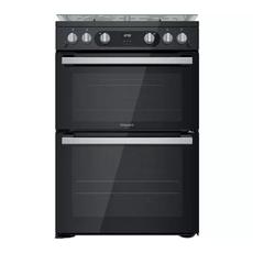 Hotpoint HDM67G0C2CB 60cm Double Oven Gas Cooker with Gas Hob - Black