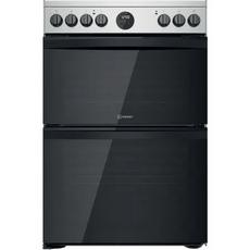 Indesit ID67V9HCXUK 60cm Double Oven Electric Cooker with Ceramic Hob - Stainless Steel