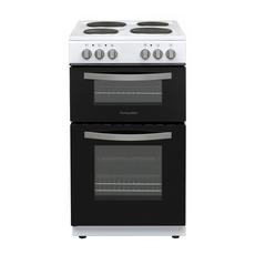 Montpellier MTCE50W 50cm Twin Cavity Oven Electric Cooker with Solid Plate Hob - White