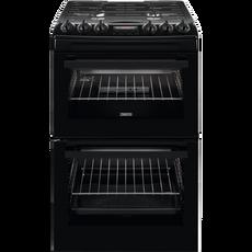 Zanussi ZCG43250BA 55cm Double Oven Gas Cooker with Gas Hob - Black