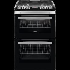 Zanussi ZCG43250XA 55cm Double Oven Gas Cooker with Gas Hob - Stainless
