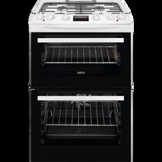 Zanussi ZCK66350WA 60cm Double Oven Dual Fuel Cooker with Gas Hob - White