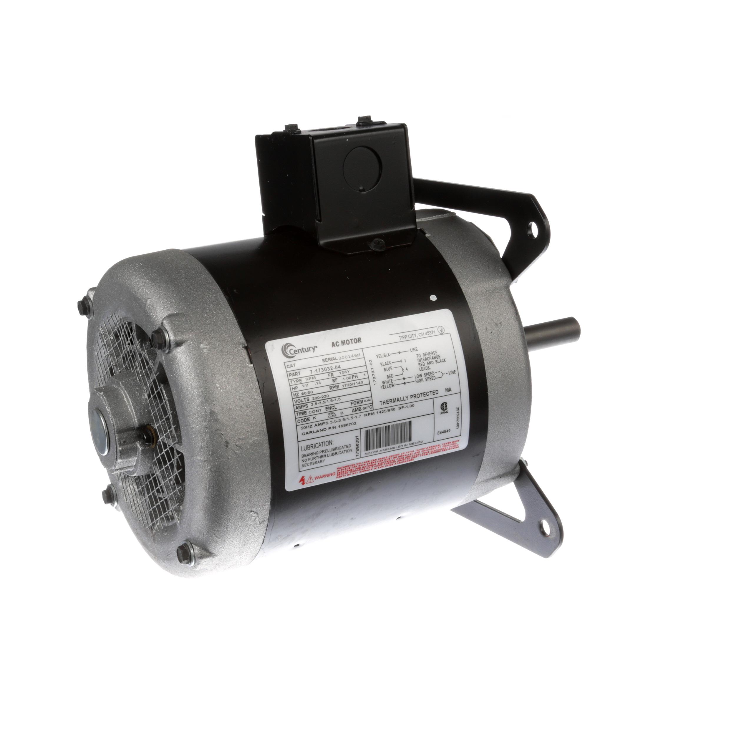 GARLAND MOTOR 1/2 HP 230V 2SPD 50/60HZ Part 1686702