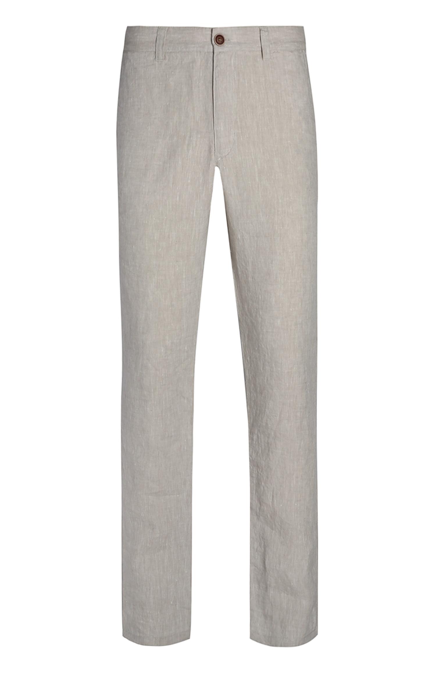 Graue Slim-Fit-Leinenhose