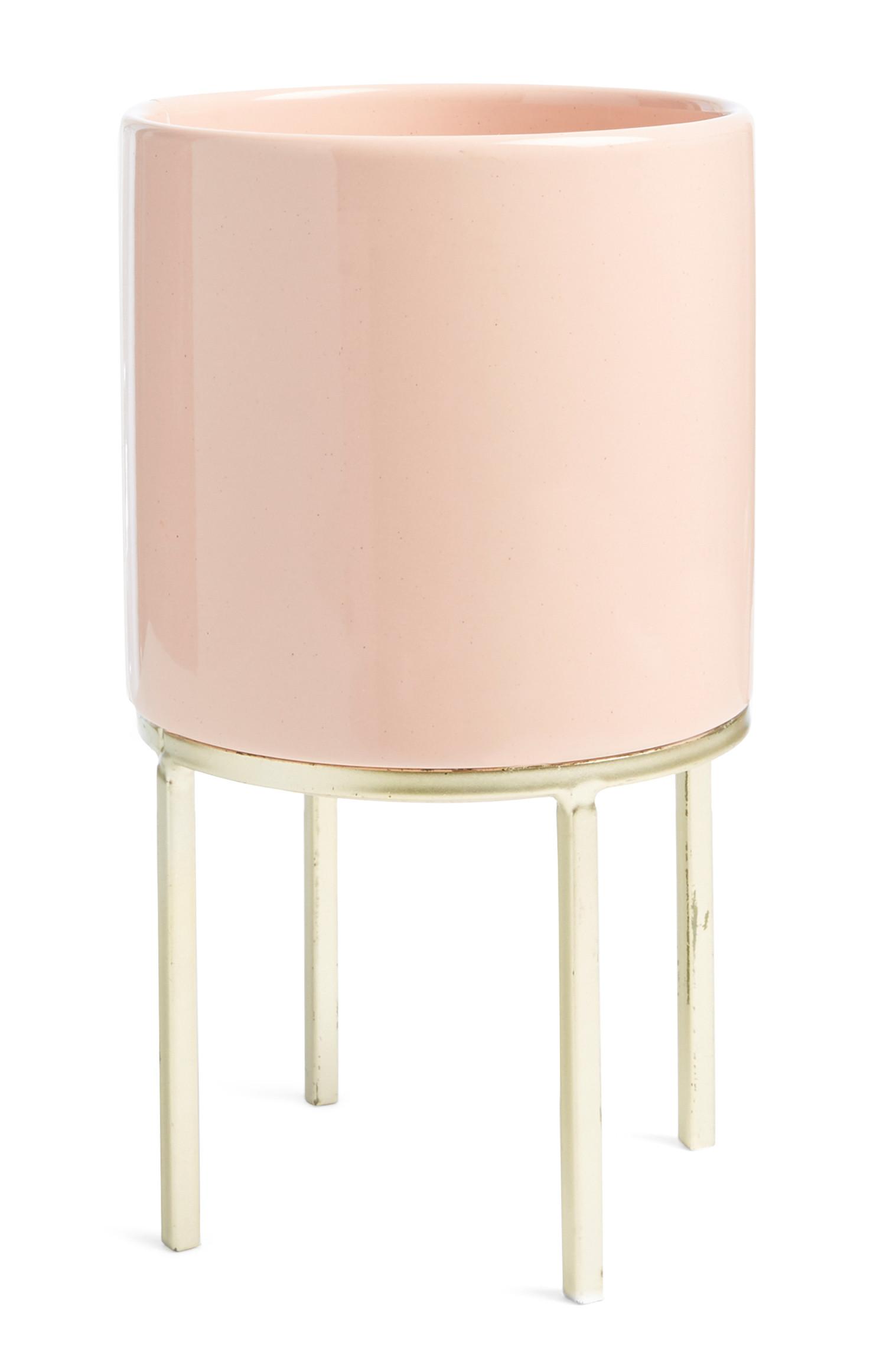 Portavaso rosa in ceramica