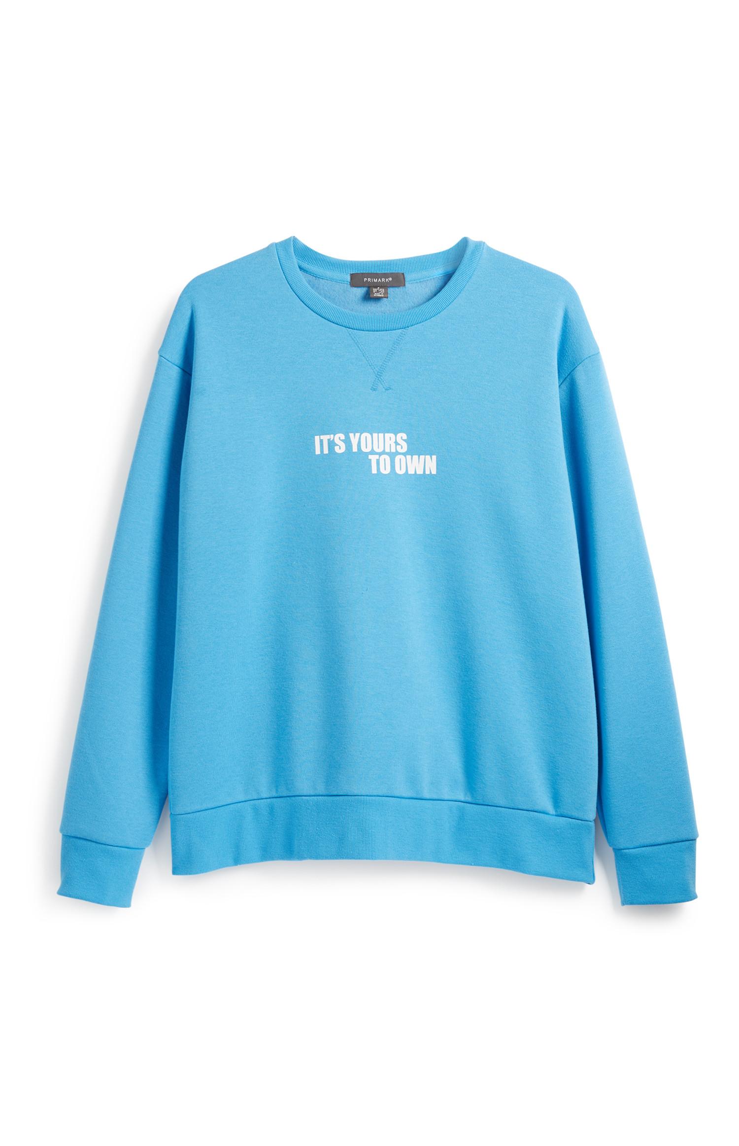 Blaues Sweatshirt mit Slogan