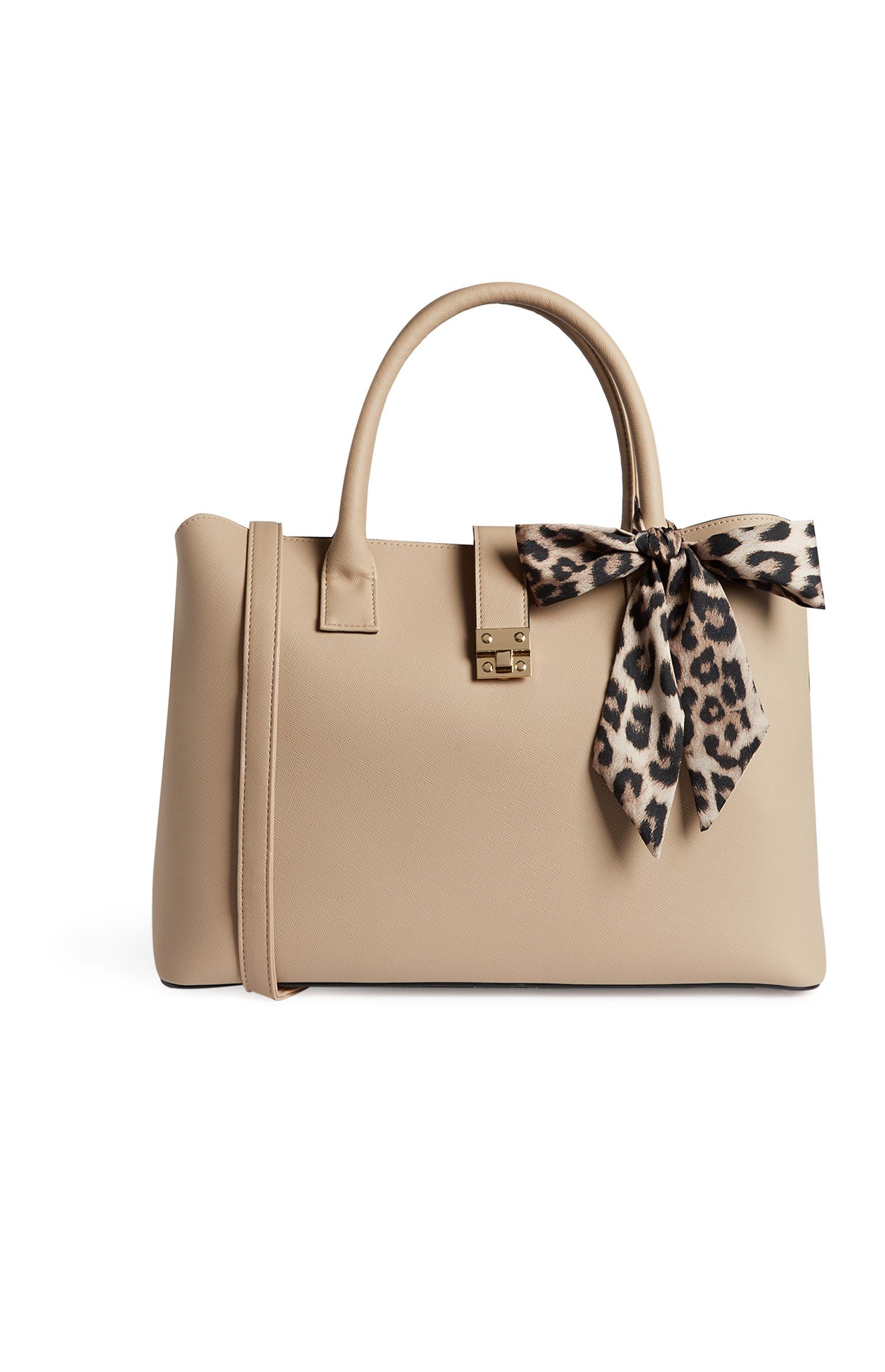 Naturel schoudertas met strik