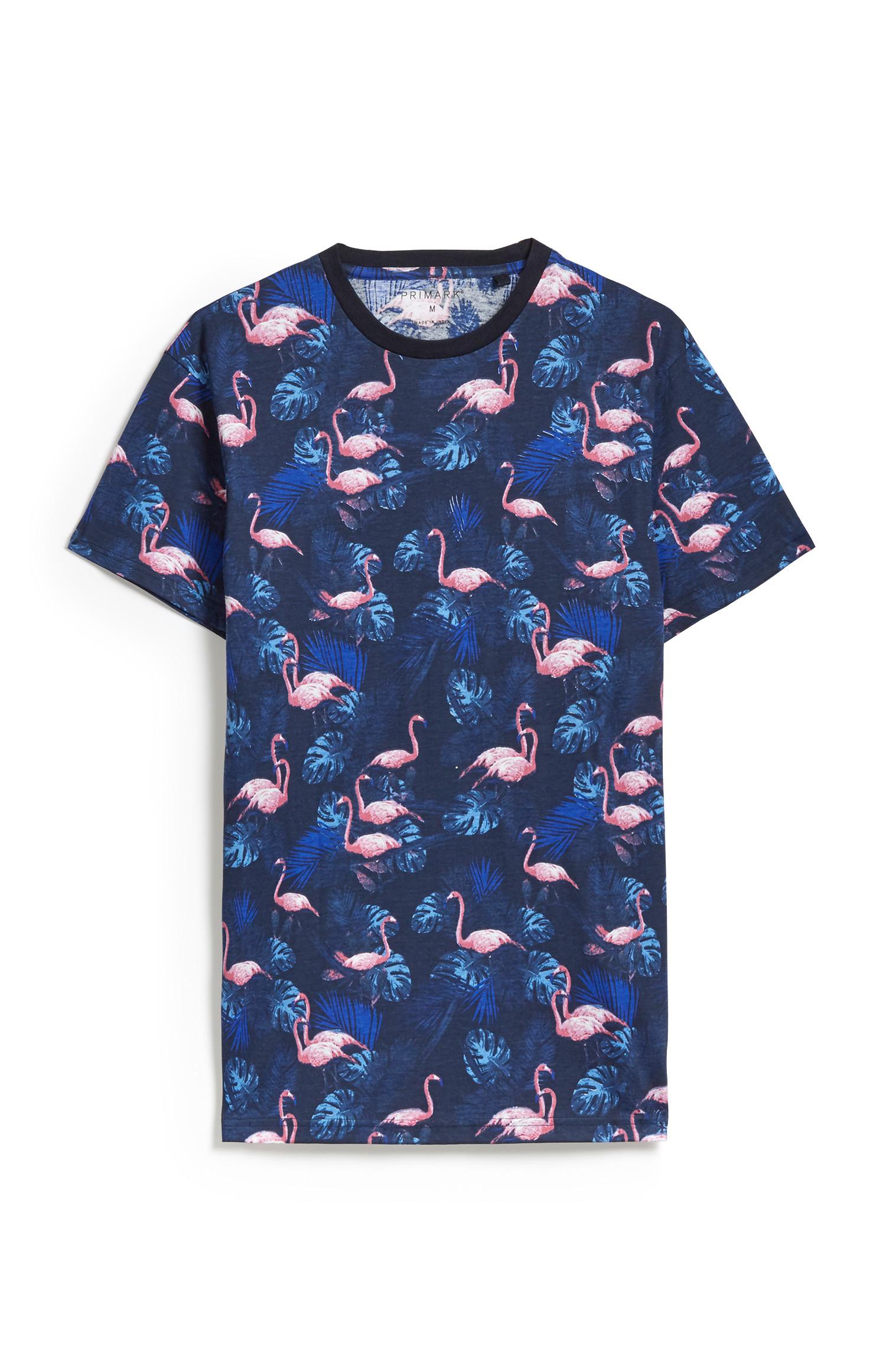 Marineblaues T-Shirt mit Flamingo-Muster