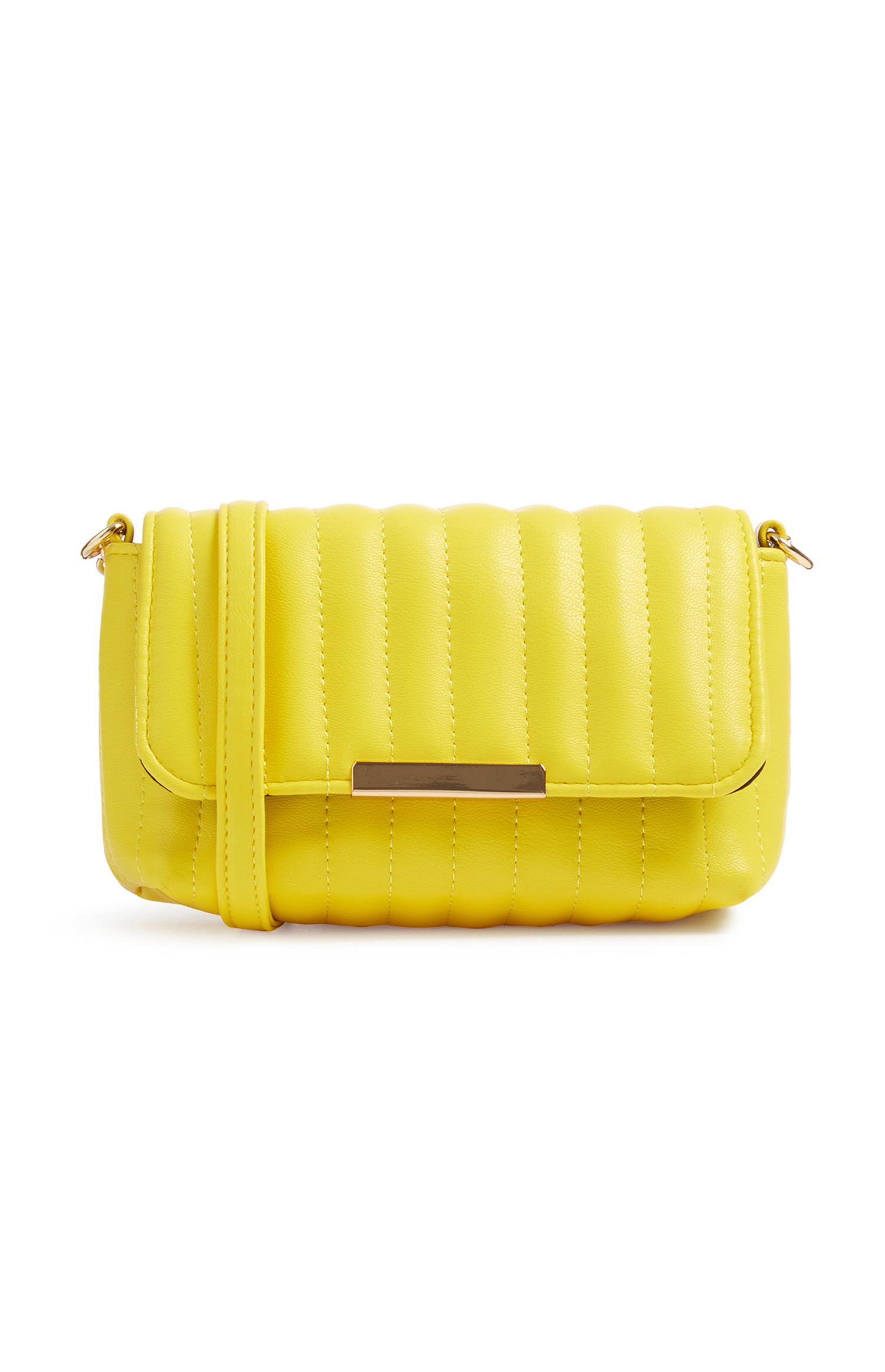 Gele doorgestikte schoudertas