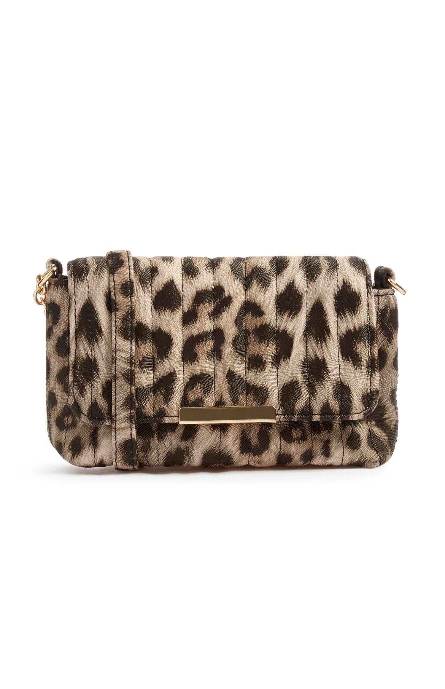 Doorgestikte schoudertas, luipaardmotief