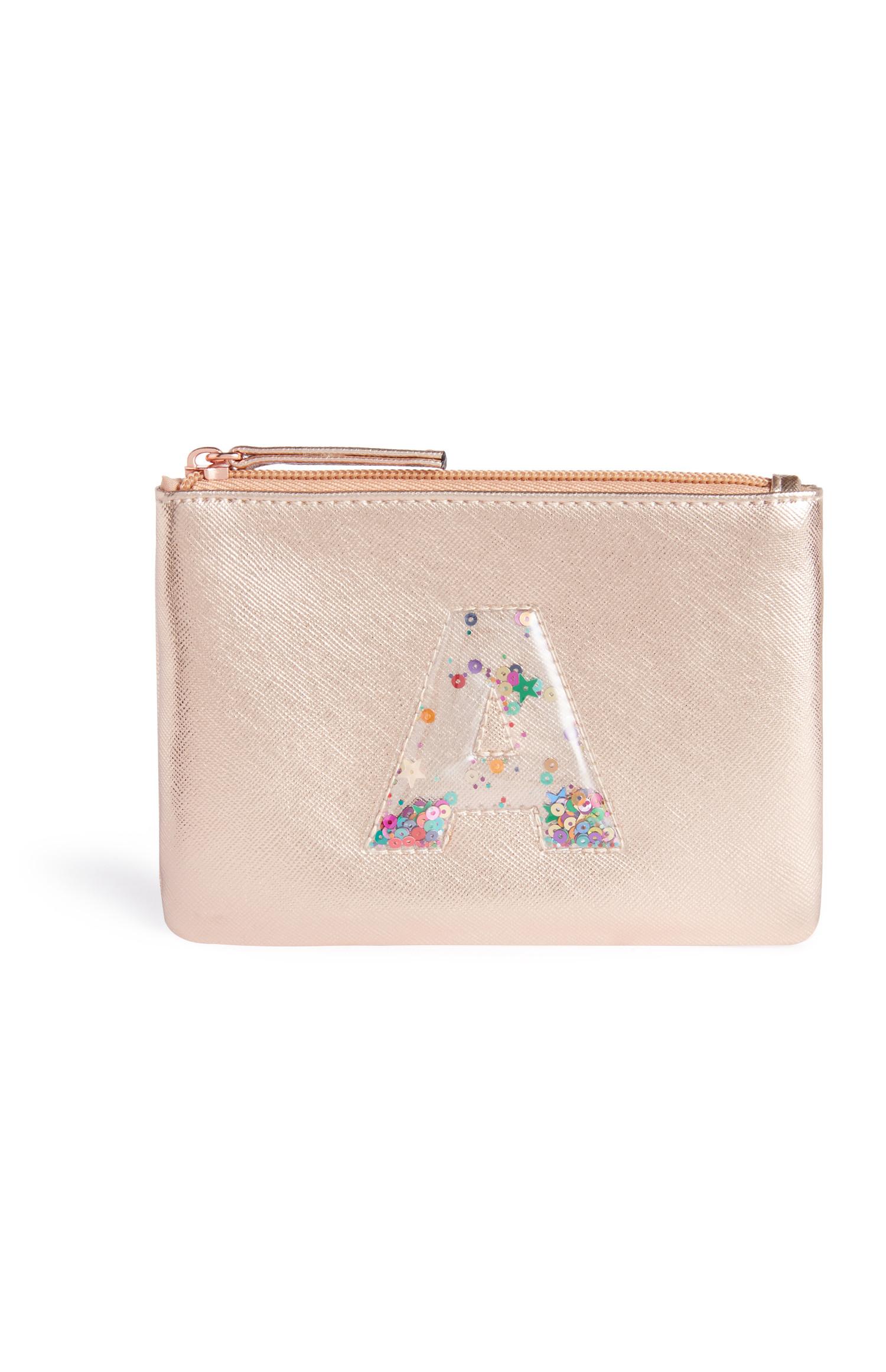 Portemonnee met letter in lovertjes