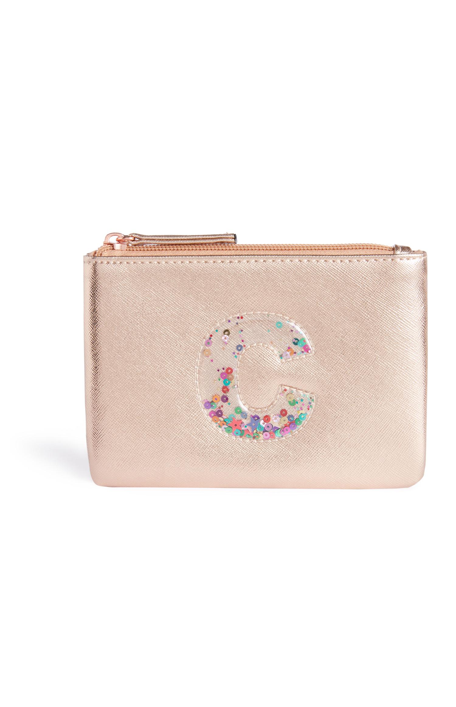 Portemonnee met letter in lovertjes