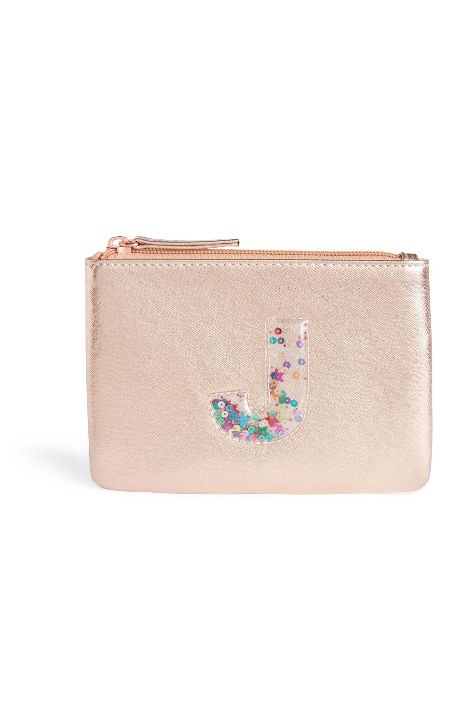 Portemonnee met letter in lovertjes