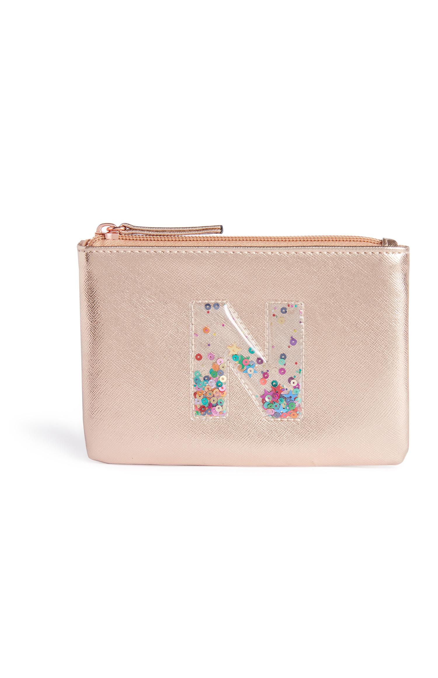 Portemonnee met letter in lovertjes