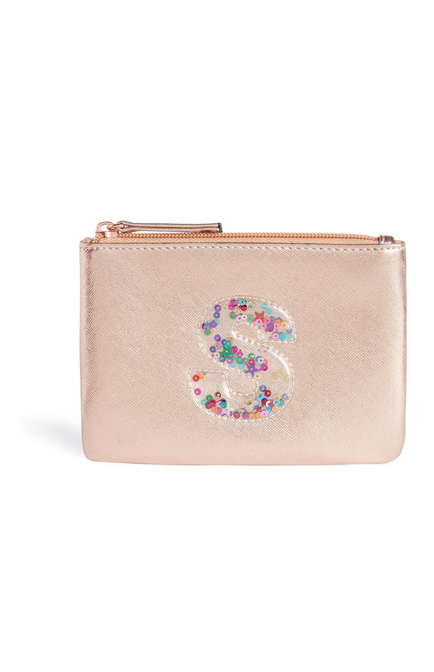 Portemonnee met letter in lovertjes