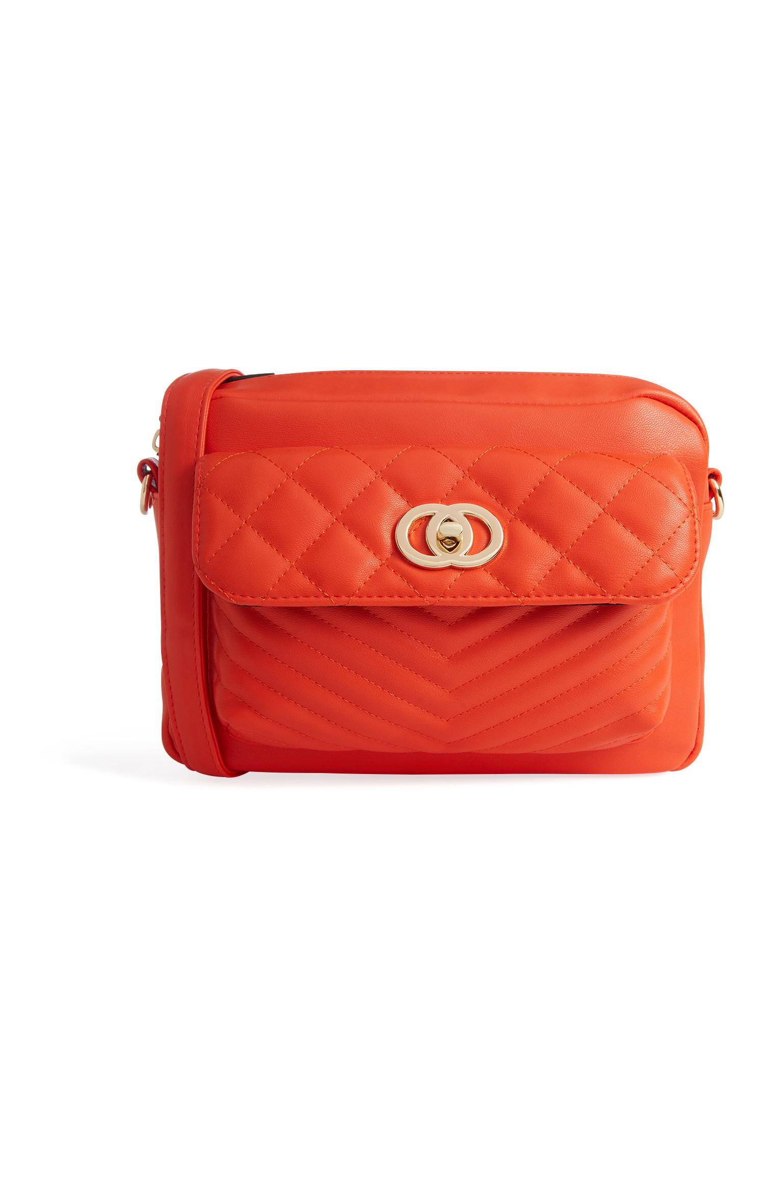 Oranje doorgestikte tas