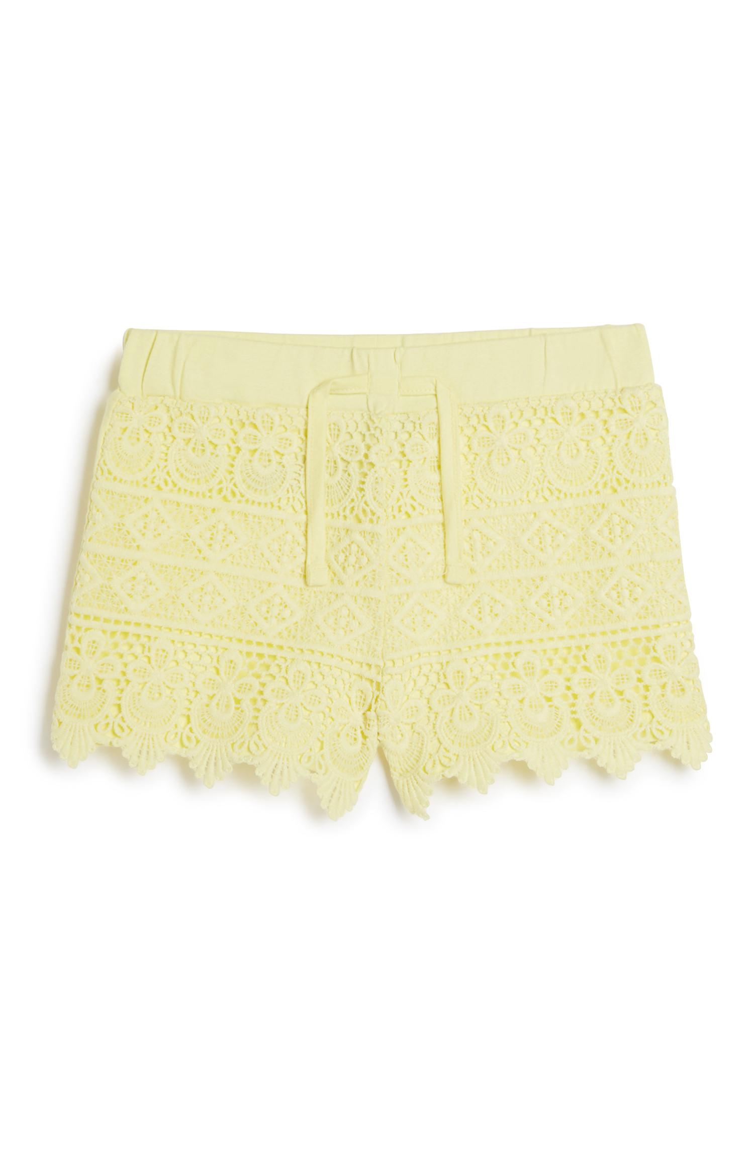 Zitronengelbe Häkelshorts (kl. Mädchen)