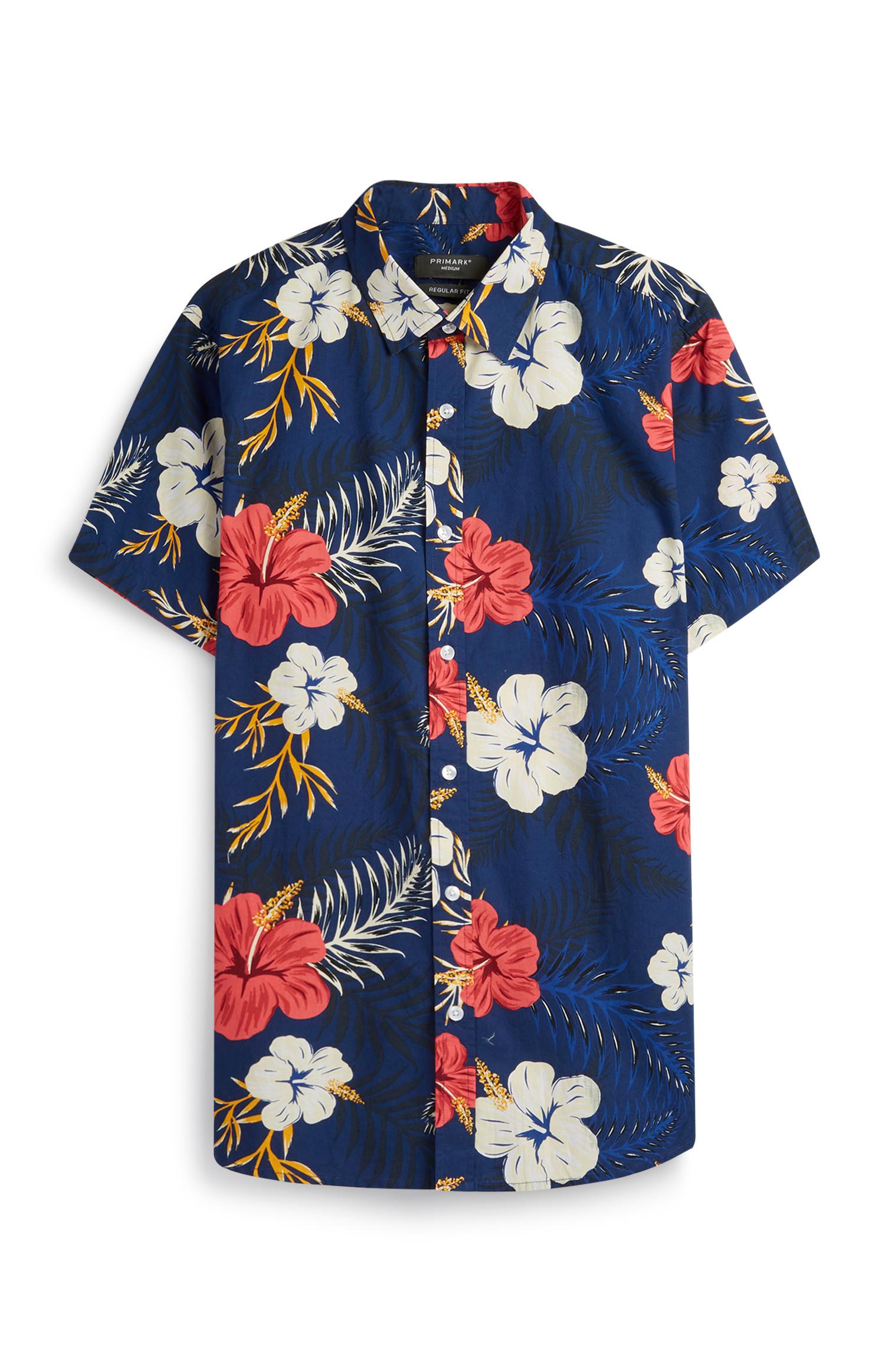 Marineblaue Bluse mit Blumenmuster
