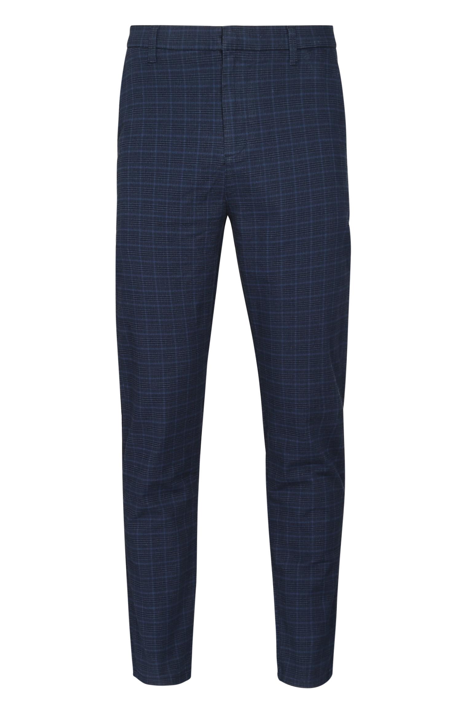 Marineblaue, karierte Hose