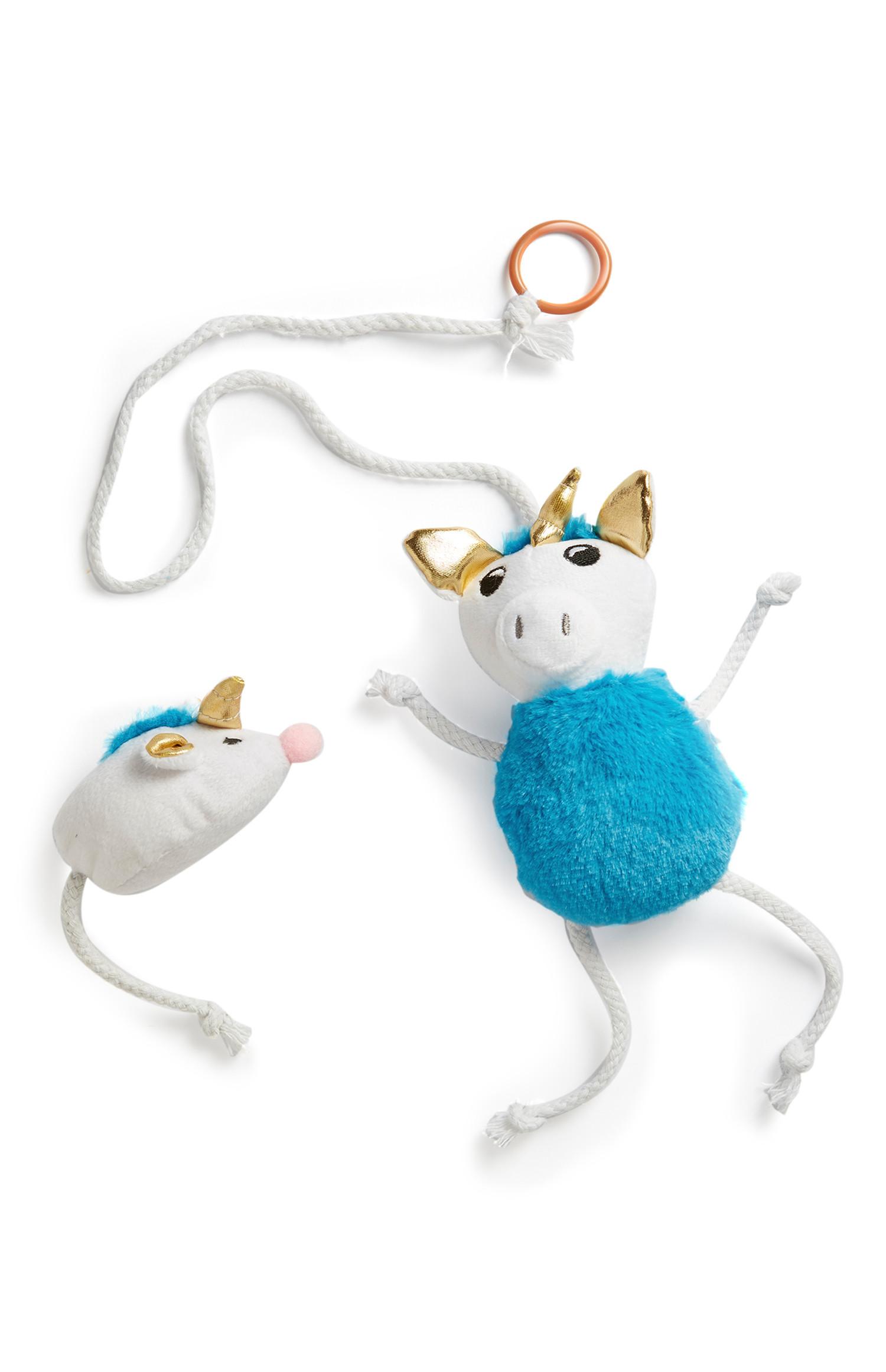 2 giocattoli a forma di gatto e topo