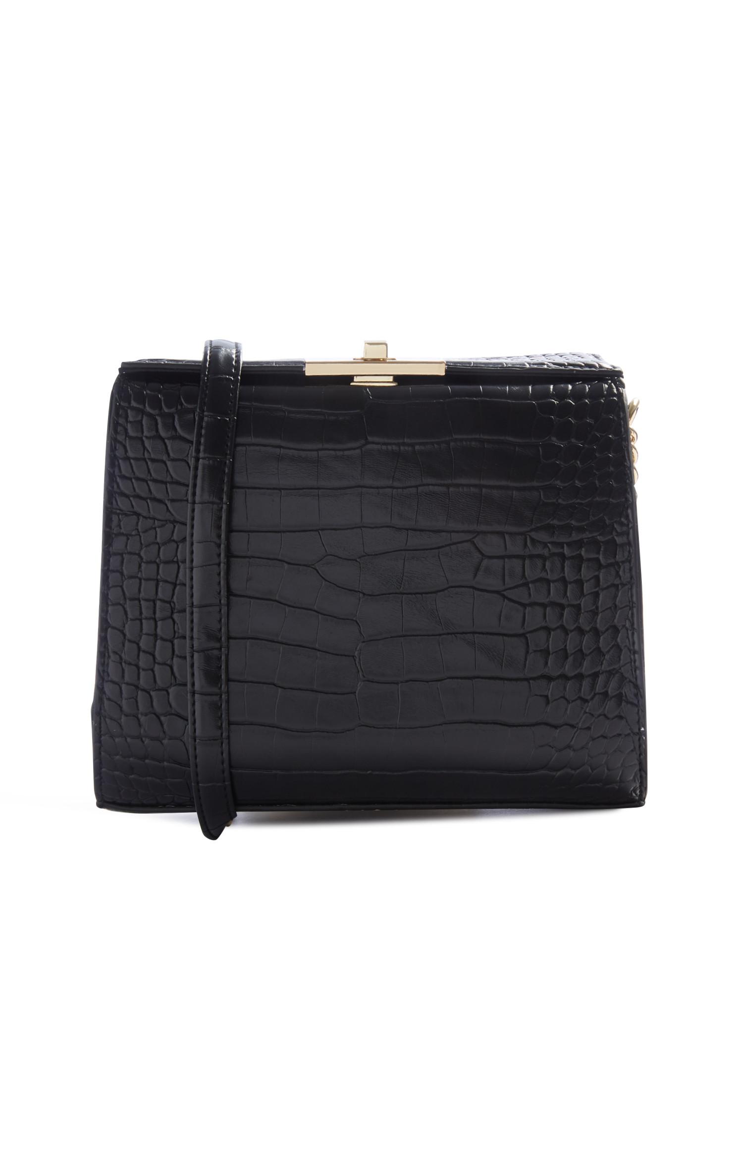 Zwarte tas met slangenprint