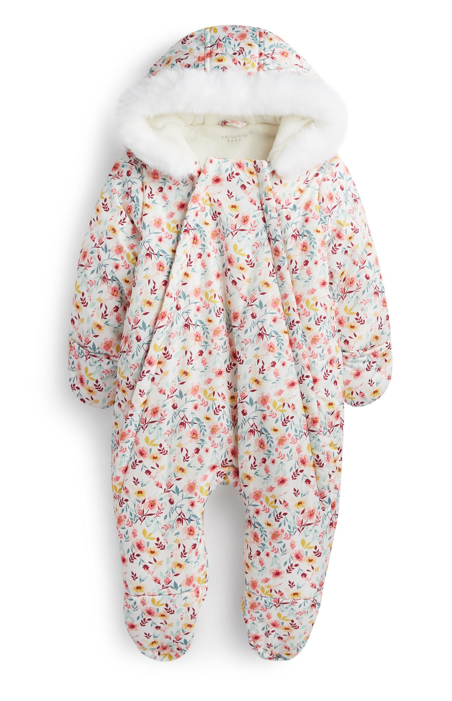 Schneeanzug mit Blumen für Neugeborene (M)