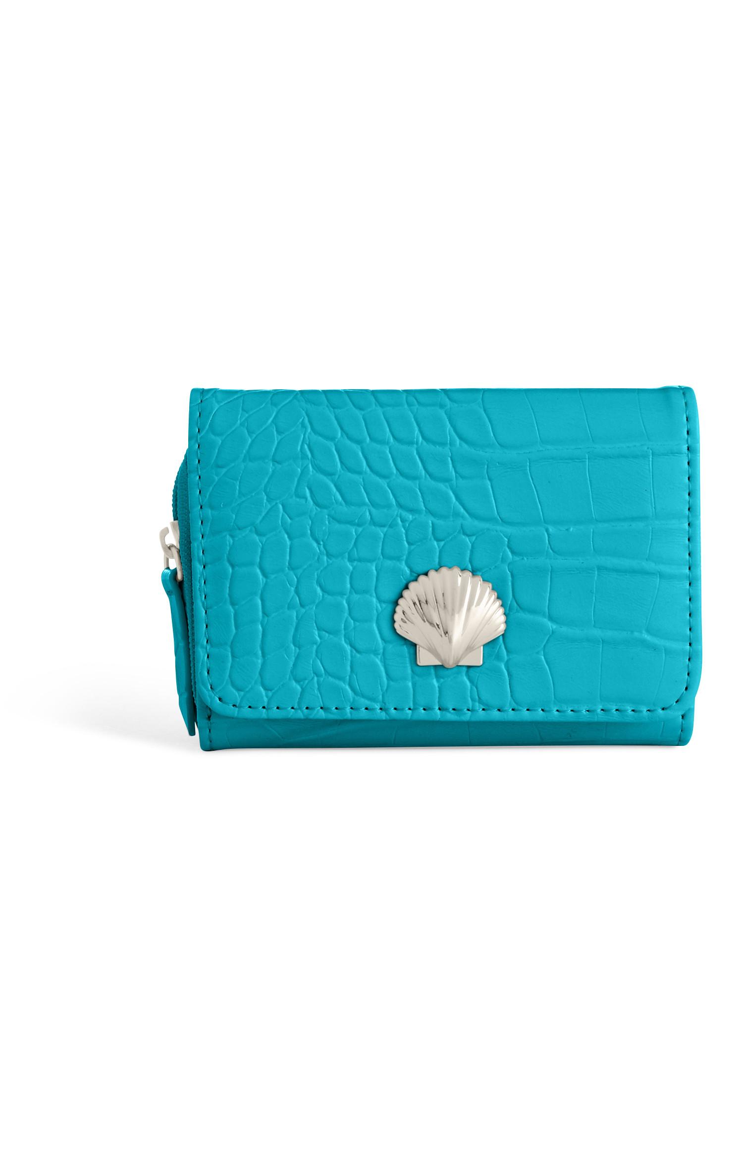 Blauwgroene portemonnee met schelp