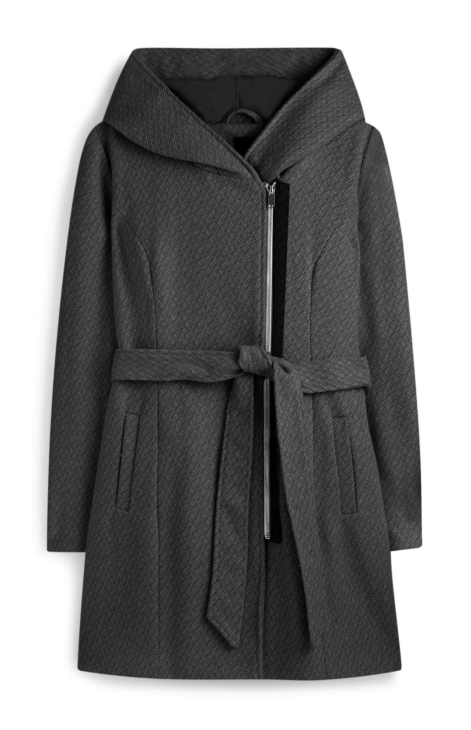 Jas met capuchon en rolkraag